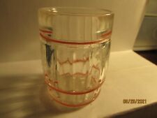 Vintage - Clear  Barrel Shaped Large Shot Glass- Red Lines- nice picture