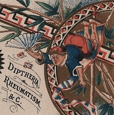 Vtg. 1878 Sapanule Lotion Trade Card Cure All Quackery Oriental Circus Trapeze picture