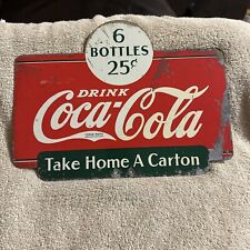 SCARCE 1938 RACK TOPPER COCA COLA ADVERTISING SIGN picture