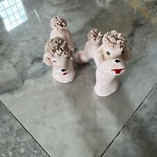 2 Vintage  Pink Ceramic  Poodle Figurines picture