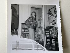 Snapshot of Woman Making Funny Face And Pretending To Be Pregnant  - 1950s picture