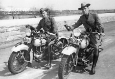 Vintage Biker Photo/1930's NY. STATE TROOPERS ON HARLEY DAVIDSONS/4x6 B&W Rpt. picture
