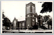 Beaver Dam Wisconsin~Saint Stephens Church~Neighborhood Block~Homes~1940s RPPC picture