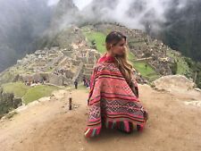 Original  Peruvian Alpaca Poncho -Multicolor - Original and Beautiful picture