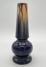 VTG Faiencerie Thulin Belgium Art Pottery  Bud Vase Drip Glaze Brown to Cobalt picture