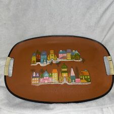 Vintage MCM Decorative Tray Colorful Houses Nevco Made In Japan  picture