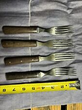 4 Antique Forks, Wood Handle - 4 Tine picture