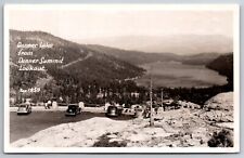Donner Lake Summit Lookout California CA Truckee Old Cars Men Women 1940 RPPC picture