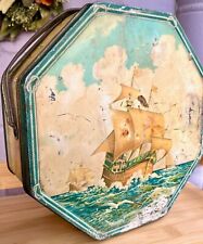 Antique Loose-Wiles Biscuit Cookie Tin Sailing Clipper Ship Nautical Mayflower picture