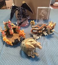 Lot Of 5 Dragon Figurine Lot Mystic Magical Mythical Figurines & Incense Burner  picture