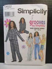 Simplicity Pattern 0602 Junior Size 3/4-9/10 Pajamas Long Short Sleeves Pants UC picture