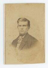 Antique Trimmed CDV Circa 1860s Handsome Young Man With Chin Beard Wearing Suit picture