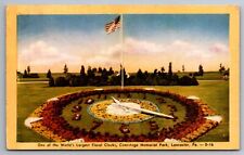 Postcard Large Floral Clock Conestoga Memorial Park Lancaster Pennsylvania  G 7 picture