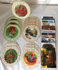 30 Vintage Christmas Cards Golden Wreath and Envelopes Not Used picture
