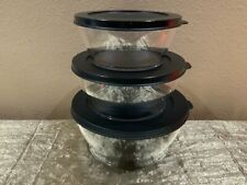 Tupperware New Set of 3 Clearly Elegant Acrylic Century Clear Bowls w Black Seal picture