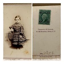 Little Child with Plaid Dress, c1860s, CDV Photo With 1864 Green 2 Cent Stamp picture