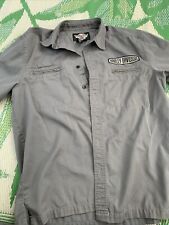 Harley-Davidson Mens L Grey Embroidered Short Sleeve Button Up Shirt picture