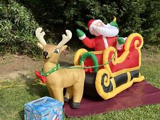 Original 2010 Gemmy  OVER 7’ Animated Santa Sleigh Christmas Inflatable Airblown picture