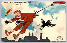 Tom Browne Comic~Are We Down-hearted? NO Hot Air Balloon Anchor Hooks Man~1907 picture