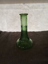 Vintage Cleveland Glass Green Ribbed Bud Vase 9