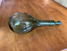 Vintage Estate Antique GREEN Wine Decanter Glass Vase 10” Side Laying W/Stopper picture