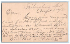 1881 Letter from Charliz Leitersburg Maryland MD Hagerstown MD Postal Card picture