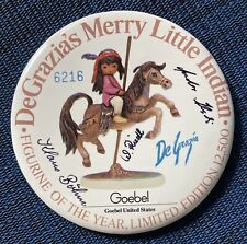 *AUTOGRAPH* Goebel / DeGrazia’s Merry Little Indian Button / Pin (1986) 4” picture