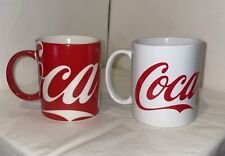 TWO Coca Cola Coffee Tea Mug Red OR White Background & Lettering Two Cups 12oz picture