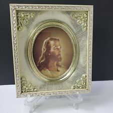 Vintage Head of Christ Shadow Box Wall Art Gold Ornate Framed Catholic Religious picture