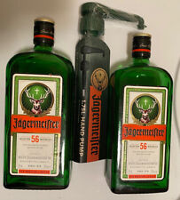 2-EMPTY JAGERMEISTER 750 ML GREEN GLASS BOTTLES With Brand New Pump picture