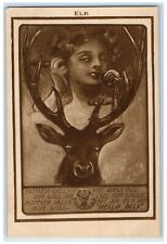 c1910's Woman Telephone Father Calls BPOE Elk Unposted Antique Postcard picture