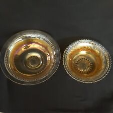Lot Of 2 Carnival Glass Bowls Marigold/Orange Iridescent picture