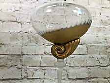 vtg Art Deco  etched gold gilded crystal oil burning lamp 11''tall frosted stem picture