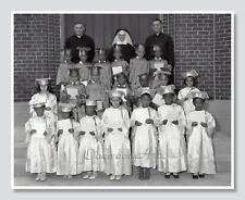 Catholic School Graduation c1950s, Black Children, Vintage Photo Reprint picture