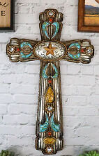 Rustic Southwestern Turquoise Ornate Patterns Western Star Concho Wall Cross picture