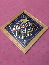 Vintage 1776-1976 United States Of America  Bicentenial Glass Plaque picture