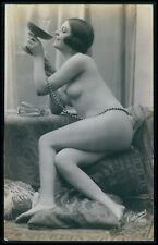 Miss Jeanne Juilla chalice French nude woman original old 1920s photo postcard picture