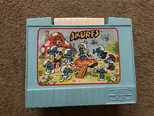 Vintage SMURF'S Lunchbox with Yellow Thermos, Plastic, blue picture