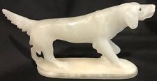 Hand Carved Signed Marble Art Sculpture Dog Statue Carving Spaniel Hunting Dog picture