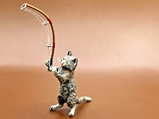 Redl Factory Vienna Bronze  Full Body Cold Cast Hand Painted Cat Fishing picture
