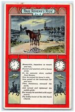 c1910's Paul Revere's Ride No. 4 Horse Boat Scene Embossed Antique Postcard picture