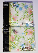Vintage NOS 60s 70s JC Penney Floral Full Fitted & Flat Sheet Set NWT picture