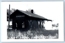 Birmingham Iowa IA Postcard RPPC Photo CBQ Depot c1910's Antique Unposted picture