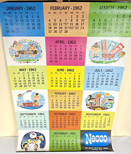 Vintage 1962 Necco Wafers Large 12 Month Wall Calendar 32.5