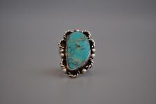 Old Pawn Navajo Sterling Silver And  Turquoise Ring  Size 7 1/4 picture