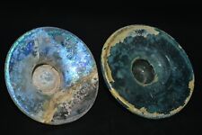 2 Genuine Ancient Roman Glass Medicine Cosmetic Glass Pot with Iridescent Patina picture