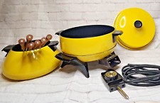 Vintage 1970s GE General Electric Fondue Pot Chafing Dish Skillet Set + Forks picture