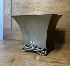 Vintage 1952 Signed MLB metal planter tapered branches leaves mid century modern picture