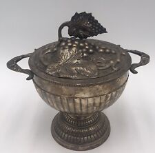 Brass Bowl/Vase With Lid Ornate Grapevine Design India. picture