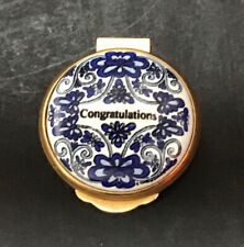 Halcyon Days Enamel Blue White Ring Pill Box Alastor Congratulations England picture